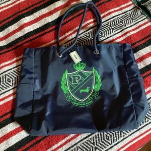 Victoria's Secret Pink tote bag in navy and green